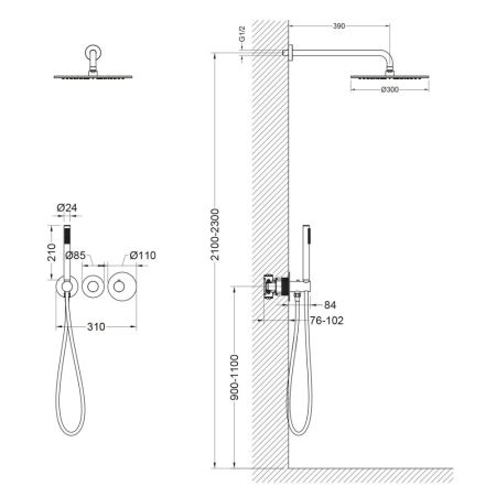 Душевая система встроенная с термостатом Timo Saona белый матовый (SX-2359/16SM), артикул SX-2359/16SM