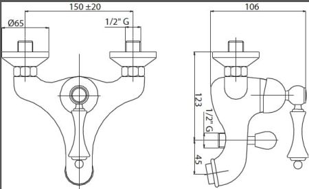Смеситель для ванны Cezares Margot MARGOT-VM-02-Bi Бронза