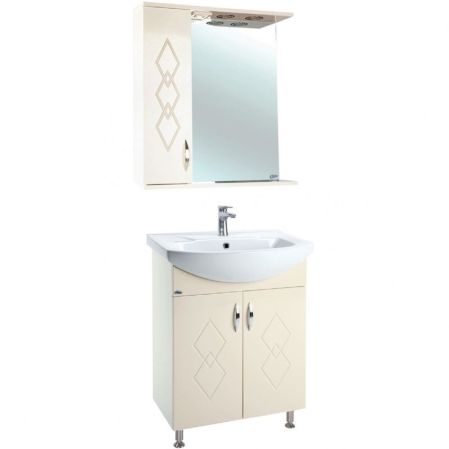 Зеркало со шкафом Bellezza Элеганс 60 L 4618609522074 с подсветкой Бежевое, артикул 4618609522074