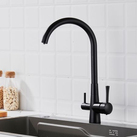 Смеситель для кухни с подключением фильтра Shevanik S428H, черный, артикул S428H