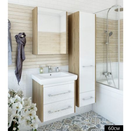 Тумба для раковины Sanflor Ларго 2 60 С0002121 Белая Швейцарский вяз, артикул С0002121