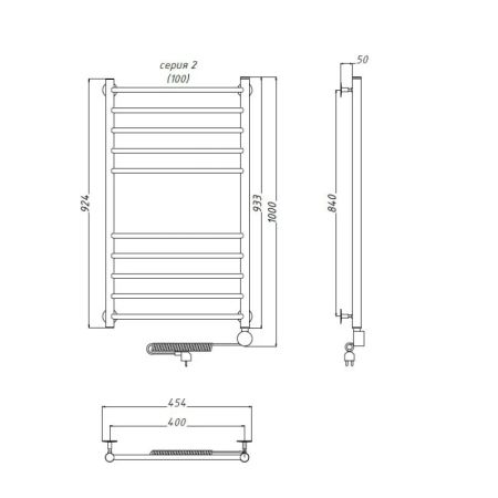 Электрический полотенцесушитель Тругор Аспект 2 элТЭН 100x40 Хром, артикул Аспект2/элТЭН10040
