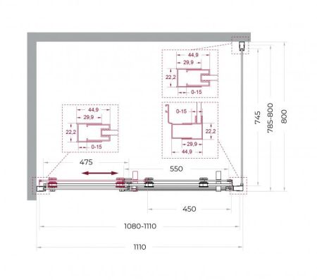 MARINO-2-AH-1-140/90-C-GM Душевой уголок, артикул MARINO-2-AH-1-140/90-C-GM