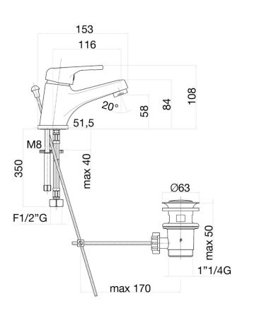 Смеситель для раковины Fiore MISTRAL 42CR2710, хром, артикул 42CR2710