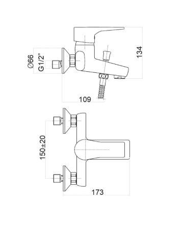 Смеситель для ванны Fiore XO 73CR7302, хром, артикул 73CR7302