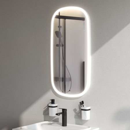 M8FMOX0451WGH Зеркало универсальное с контурной LED-подсветкой, ИК- сенсором, вытянутое, 45*86 см, артикул M8FMOX0451WGH