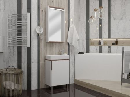 Зеркальный шкаф АКВАТОН БЭЛЛА 46 1A221702BBAZ0 (белый/джарра), шт, артикул 1A221702BBAZ0