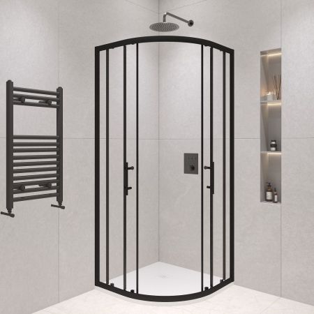 Душевой уголок полукруглый, стеклянный с раздвижными дверями на роликах - RGW PA-51B (Прозрачное, 900x900)