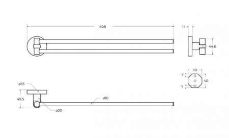 RELAX-THD-S-01 Полотенцедержатель двойной поворотный, исполнение хром, артикул RELAX-THD-S-01