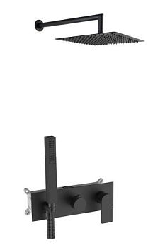 AQG Alpha, душевой комплект EC238 на 2-3 потребителя, с настенным кронштейном, цвет черный матовый