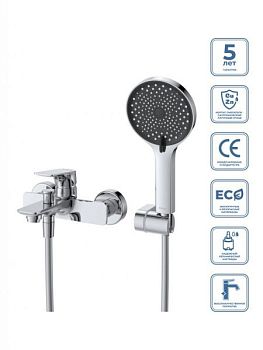 MARINO Смеситель для ванны и душа в комплекте с ручным душем, шлангом и держателем, хром MARINO-VASM-CRM
