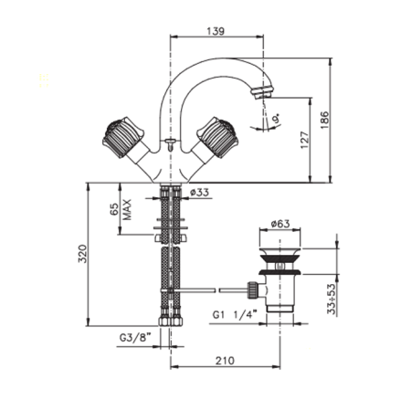 Nicolazzi Onice Смеситель для раковины с поворотным изливом, излив: 139 мм, цвет: хром, артикул 2132CR09O