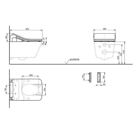 TOTO WASHLET SX EWATER+ Сиденье 386х579х146 мм, с дистанционным управлением, для унитаза CW522EY, цвет: белый, артикул TCF896CG#NW1