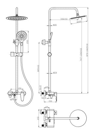 Душевая система со смесителем Doha Chrome, артикул: ST200Doha, ESKO, артикул ST200Doha