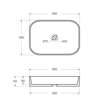 Раковина накладная керамическая CZR-6451, артикул CZR-6451