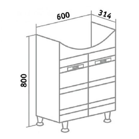 Тумба под раковину Runo Турин 65 4620750026653 Белая