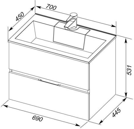Тумба с раковиной Aquanet Алвита 70 белый, артикул 00212680