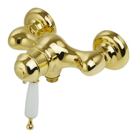 OXFORD Смеситель для душа моноком. термостат. внешний, выход М1/2", ручка белая, золото, артикул 19169