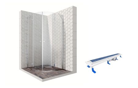 Душевой уголок Ambassador Diamond 12011102-ST7, полукруглый, линейный трап, 100х100, артикул 12011102-ST7