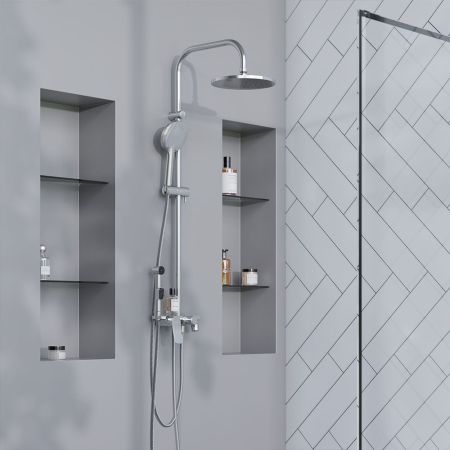 977770000 Jupiter, ДС с ванно-душевым смесителем-полкой и гиг.душем, хром, артикул 977770000