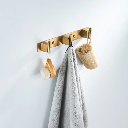 Планка с 3 крючками Shevanik SG5731G, золотой сатин