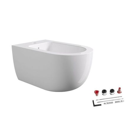 Биде, Alice, Unica, тип установки-подвесной, ширина, мм-350, глубина, мм-550, высота, мм-285, форма чаши-овальная, отверстия для смесителя-1, материал-керамика, вид грязеотталкивающего покрытия-Aliglaze+, крепления в комплекте, без сливного механизма, цве