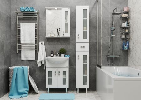 Пенал Onika Кристалл 30 напольный, белый, универсальный