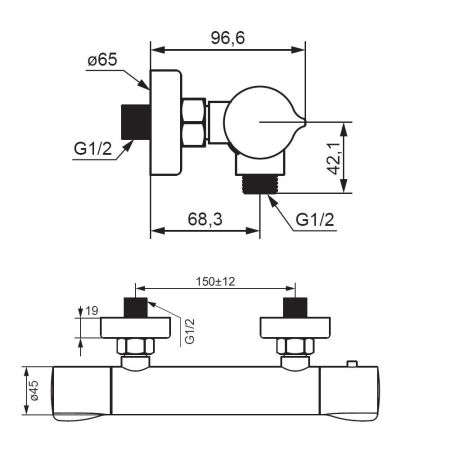 366000000 Scandinavian Pure термостатический смеситель для душа, хром, артикул 366000000
