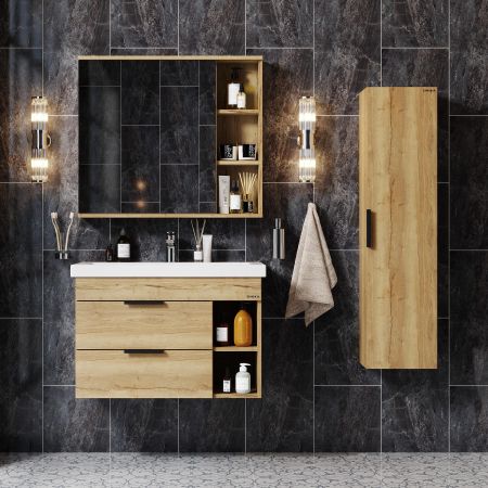 Тумба Onika Легран 80 подвесная, дуб галифакс (ум. Como-80)