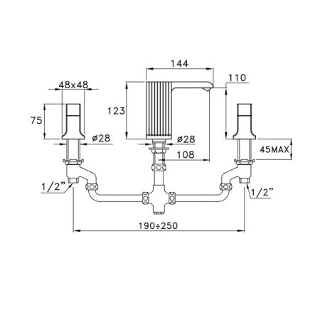 Stella Casanova Смеситель для раковины на 3 отверстия 3222TR, цвет: хром, артикул CS 00009 CR00
