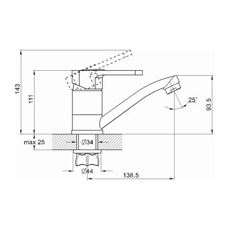 Смеситель для кухни G.Lauf 4T4-B043, хром