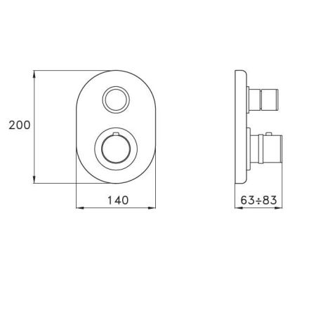 Stella Timeaster Внешняя часть встраиваемого термостатического смесителя для душа IS3292 P.V., цвет: хром, артикул BT 06011 CR00