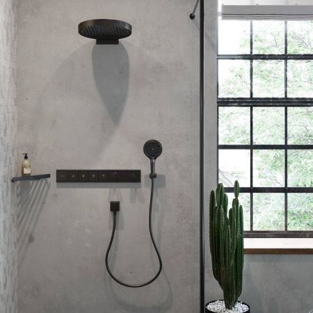 HANSGROHE RAINFINITY Верхний душ Ø360 мм., настенное крепление, 3 jet, цвет черный матовый, артикул 26234670