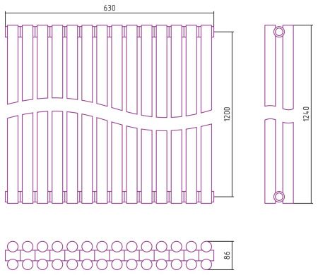 Отопительный радиатор ЭСТЕТ-11 н/ж 1200х630 / 14 сек (Без покрытия)