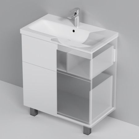 M90FSX07522WG32 GEM, База под раковину, напольная, 75 см, 2 ящика push-to-open, цвет: белый, глянец, артикул M90FSX07522WG32