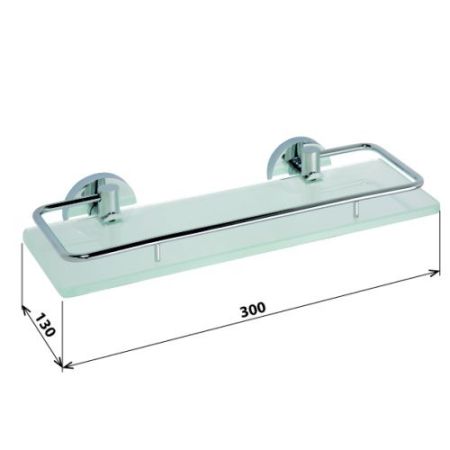 Полка стеклянная OMEGA с бортиком 300*55*130, артикул 104102202