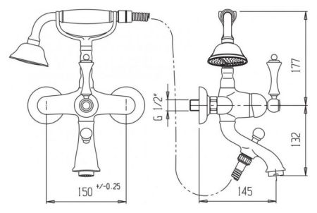 Смеситель для ванны Cezares Margot MARGOT-VDM-NLC Черный Хром