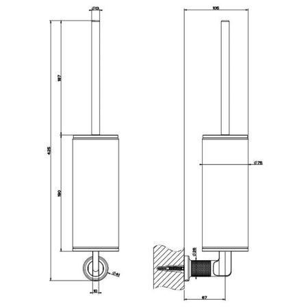 GESSI INCISO Ершик настенный, цвет: nero XL