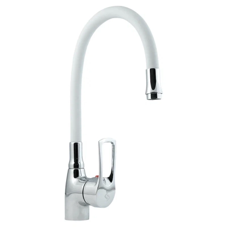 Смеситель для кухни с гибким изливом Славен СЛ-ОД-Ц2Б, хром/белый