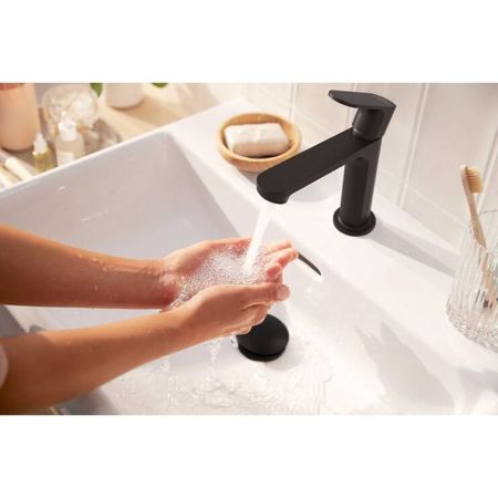 Смеситель для раковины, Hansgrohe, Rebris S, тип открывания воды-однорычажный, тип регулирования воды-керамический картридж, монтаж-на раковину/столешницу, отверстия для монтажа-1, высота, мм-168, вынос излива, мм-133, тип излива-неподвижный, донный клапа, артикул 72517670