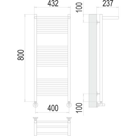 Полотенцесушитель водяной с полкой Terminus Аврора П16 40х80, артикул 4670078529411