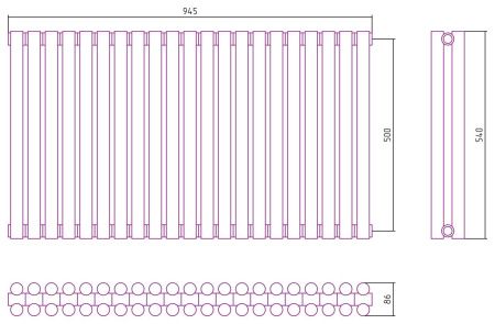 Отопительный радиатор ЭСТЕТ-11 н/ж 500х945 / 21 сек (Состаренная Латунь)