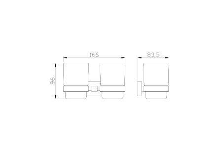 Два стакана для зубных щеток с держателем WONZON & WOGHAND, Темный графит (WW-9328), артикул WW-9328