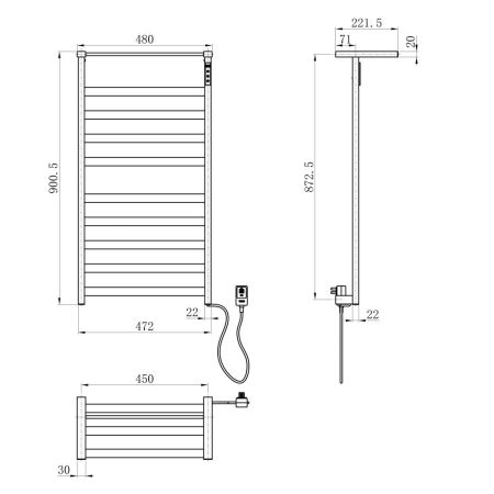 Полотенцесушитель электрический WONZON & WOGHAND FRANKFURT, Брашированное золото (WW-1029-BG), артикул WW-1029-BG