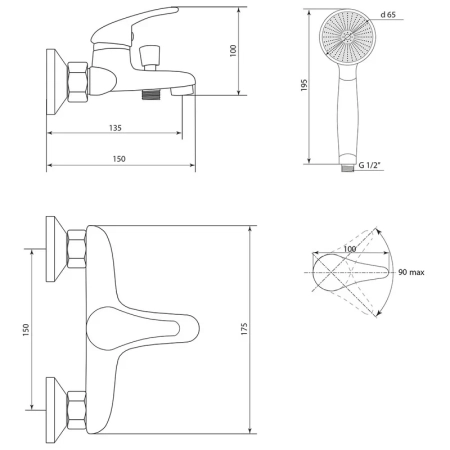 Смеситель для ванны Славен СЛ-ОД-П30, хром