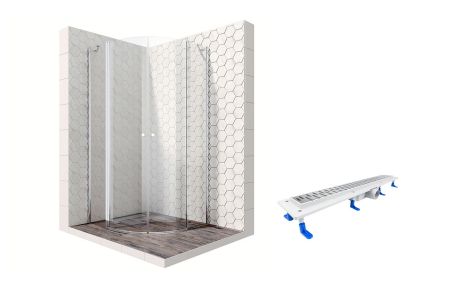 Душевой уголок Ambassador Nord 13011102-ST10, полукруглый, линейный трап, 100х100, артикул 13011102-ST10