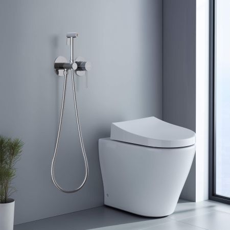 Комплект для гигиенического душа встроенный 2 отв. (смеситель + гигиеническая лейка + шланг) AQUATEK AQ1319CR ЕВРОПА, артикул AQ1319CR