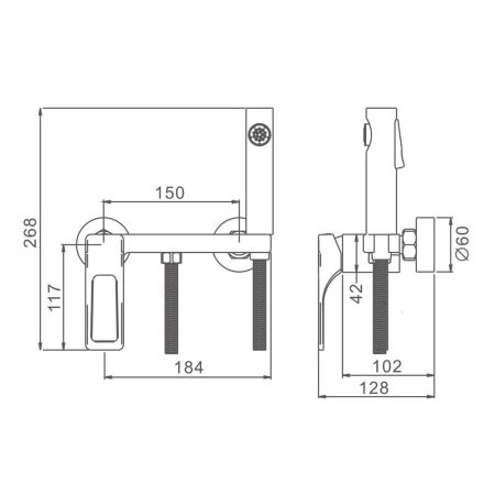 Гигиенический душ со смесителем Splenka S55.51.03, сатин золотой