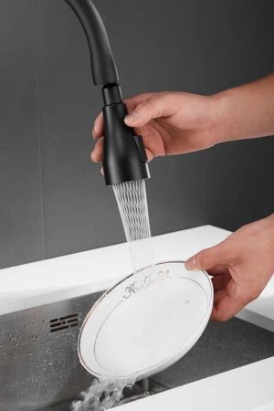 Смеситель для кухни с выдвижным изливом Shevanik S163H, черный, артикул S163H