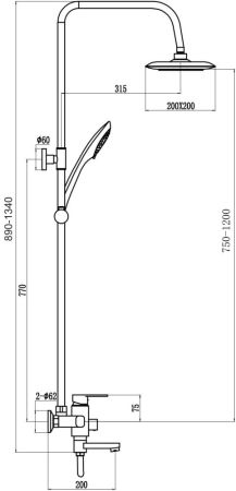 Душевая система Fmark FM2402, хром, артикул FM2402